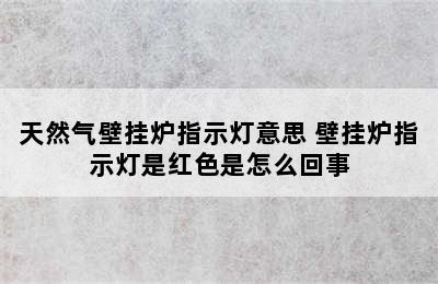 天然气壁挂炉指示灯意思 壁挂炉指示灯是红色是怎么回事